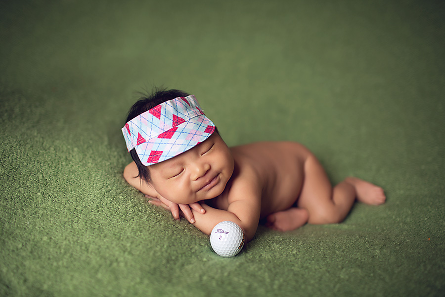 little golfer, newborn girl