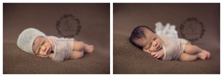 newborn baby boy in cute side laying pose