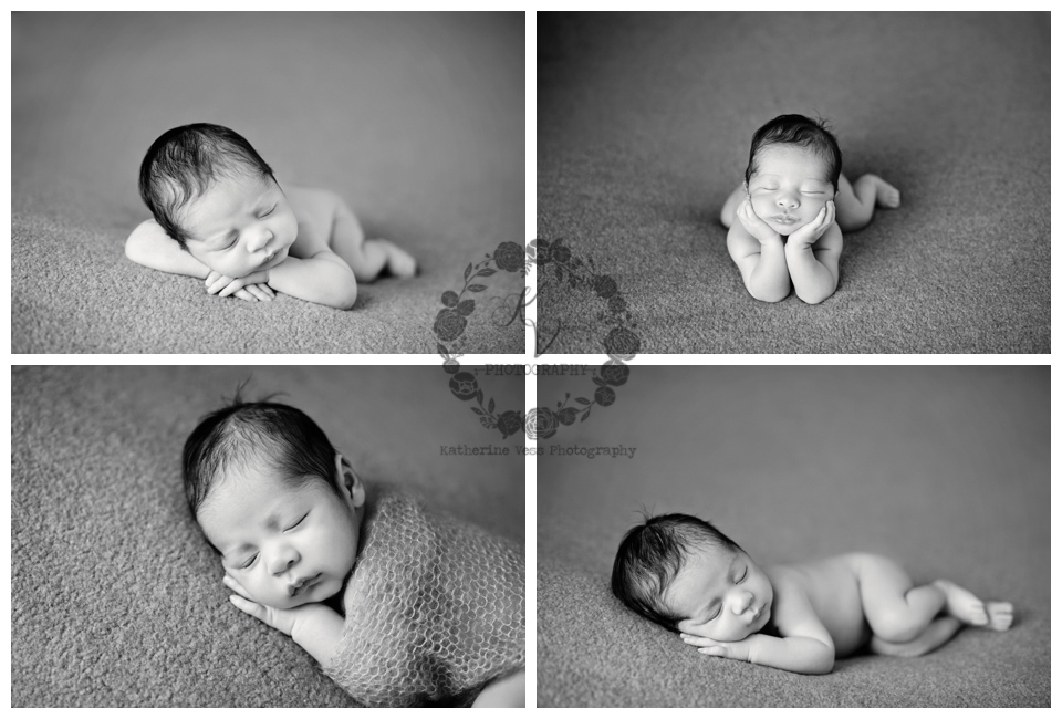 b/w sweet posed newborn