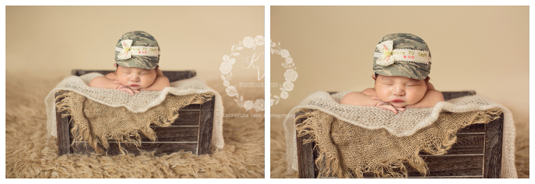 newborn girl military setup