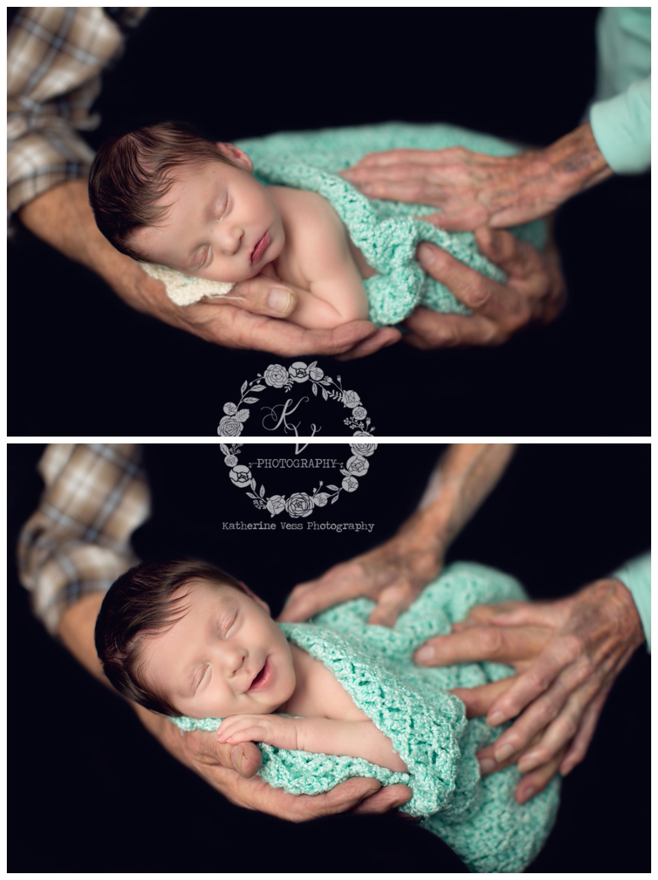 Newborn with grandparent's hands