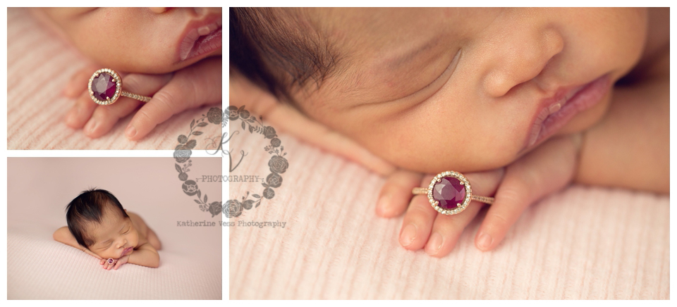 newborn baby girl with grandmother's ring