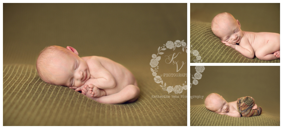 newborn boy on olive green