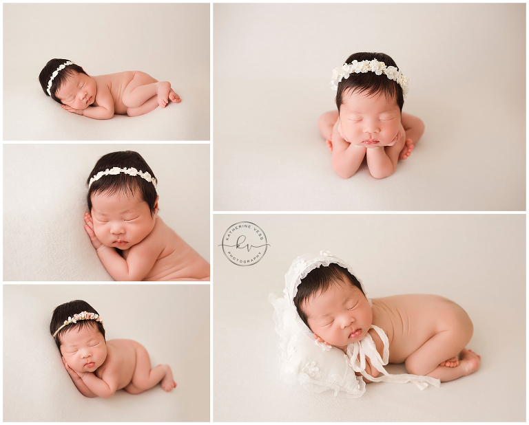 newborn baby girl posed on white sacramento ca