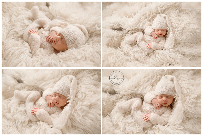 baby on white fur in pajamas Sacramento CA baby photography