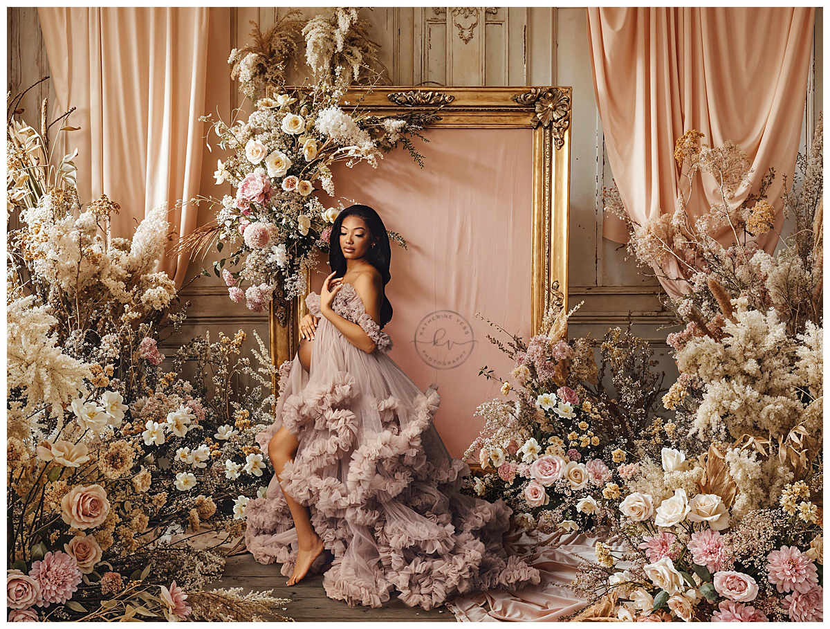 beautiful floral frame maternity images